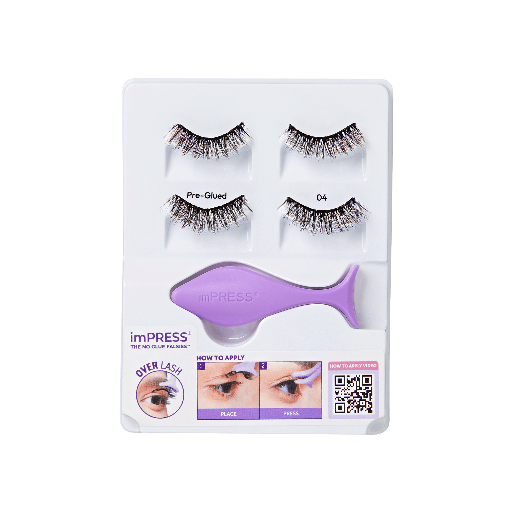 Impress Falsies Pre-Glued Strip False Eyelashes Starter Kit - Faux Mink Volume | 2 Pairs, With Applicator, 12mm