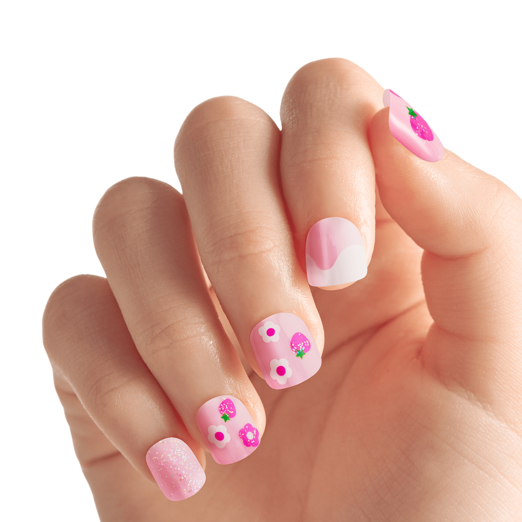 Impress Kids No Glue Fake Press On Nails - Berry Cute | Design, Pink, Kids, Squoval, Manicure