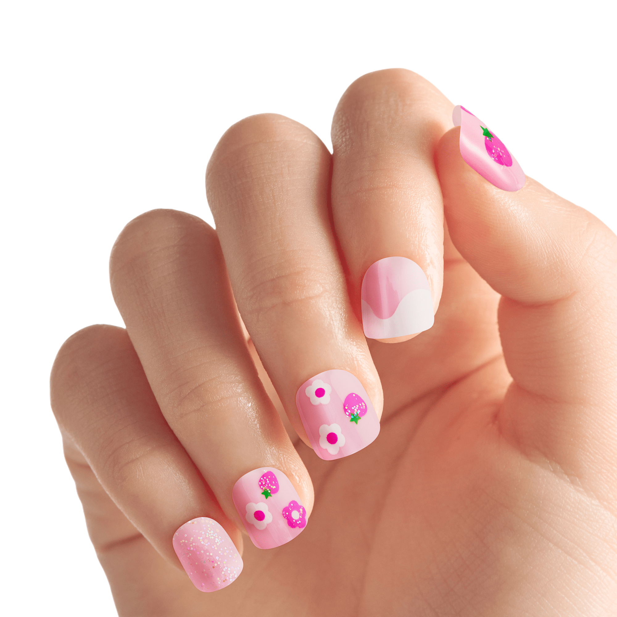 Impress Kids No Glue Fake Press On Nails - Berry Cute | Design, Pink, Kids, Squoval, Manicure