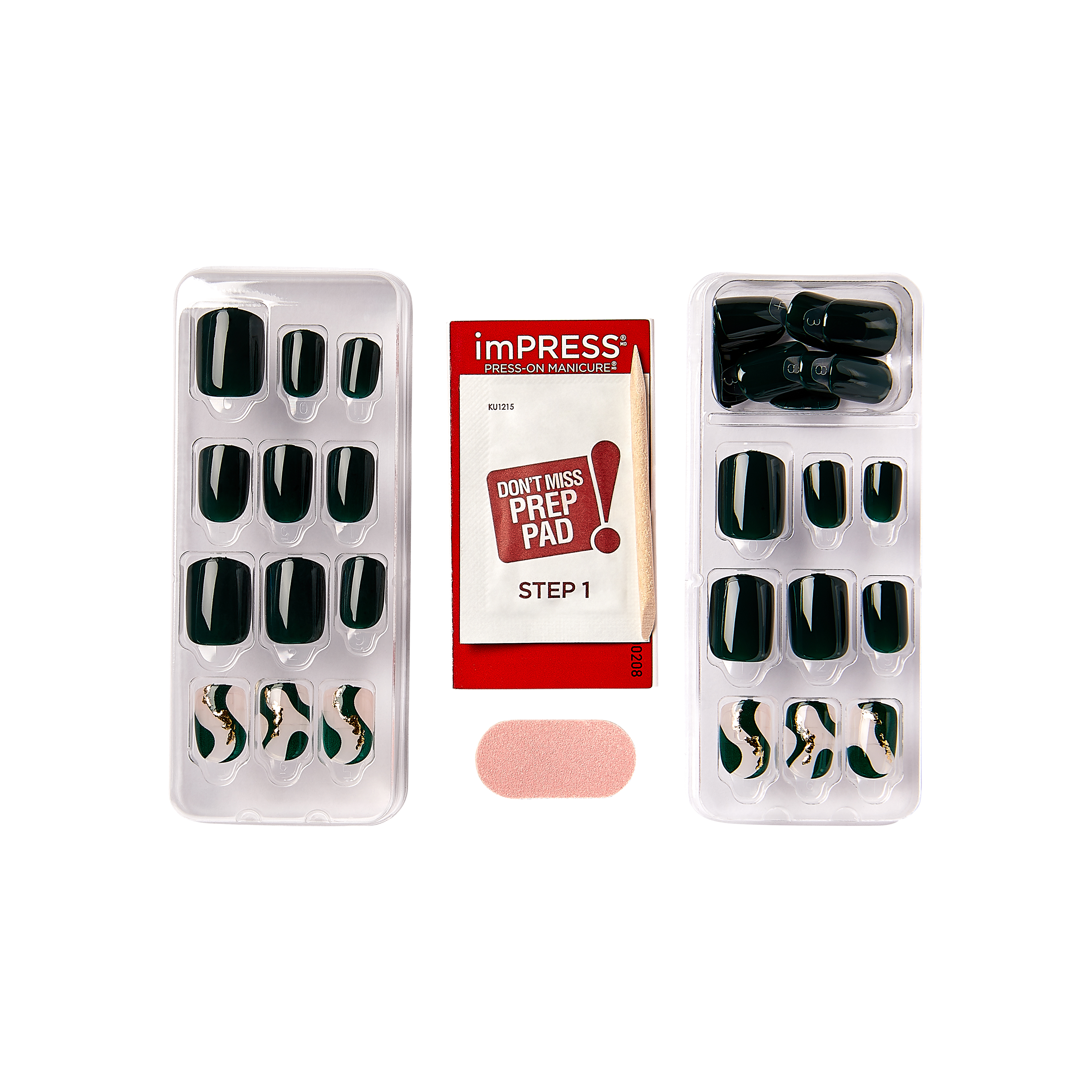 Impress Design No Glue Fake Press On Nails - Time Lapse | Design, Green, Short, Squoval, Manicure