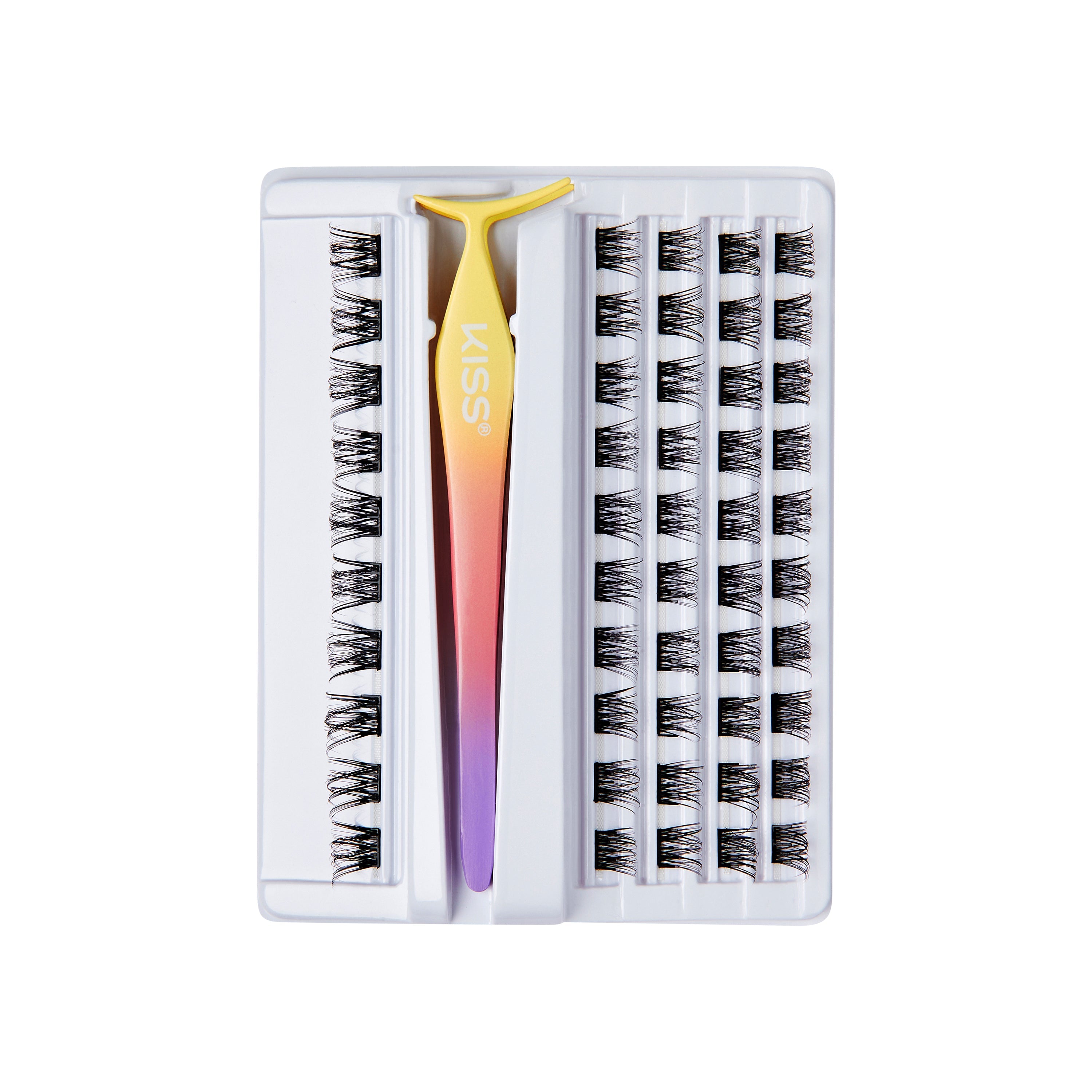 Impress Falsies Pre-Glued False Eyelashes Starter Kit - Natural & Wispy | 50 Lash Clusters, With Applicator, 10mm-14mm