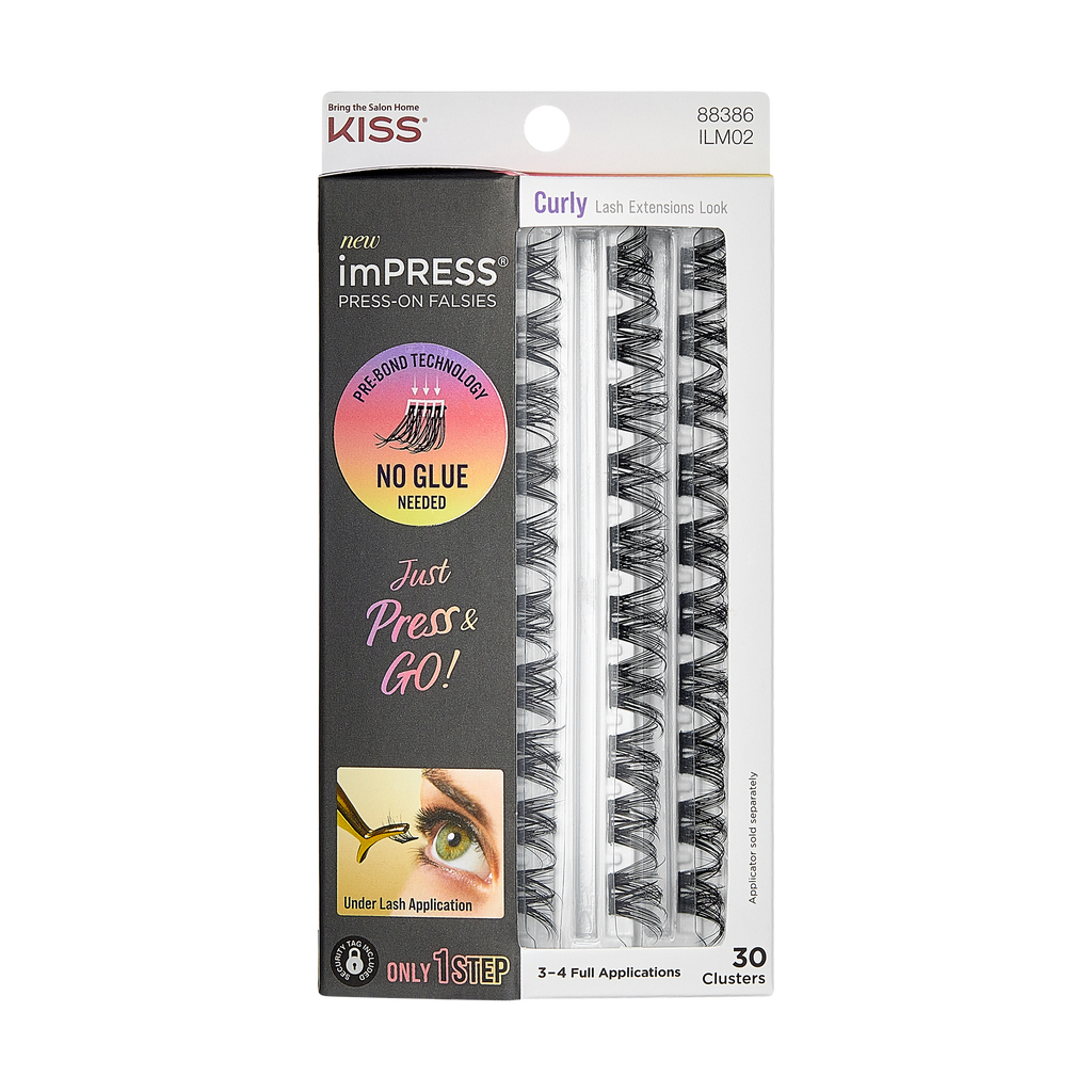 Impress Falsies Pre-Glued False Eyelashes Refills - Curly | 30 Lash Clusters, 10mm-14mm