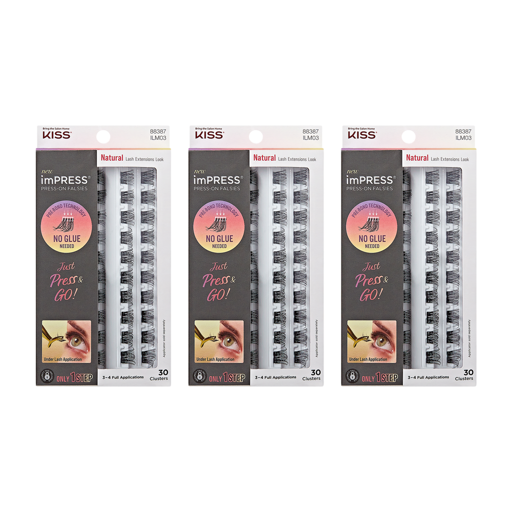 Impress Press-On Falsies 3-Pack Natural Clusters Bundle
