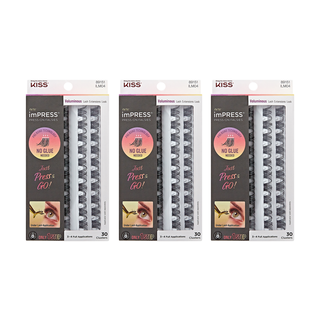 Impress Press-On Falsies 3-Pack Voluminous Clusters Bundle