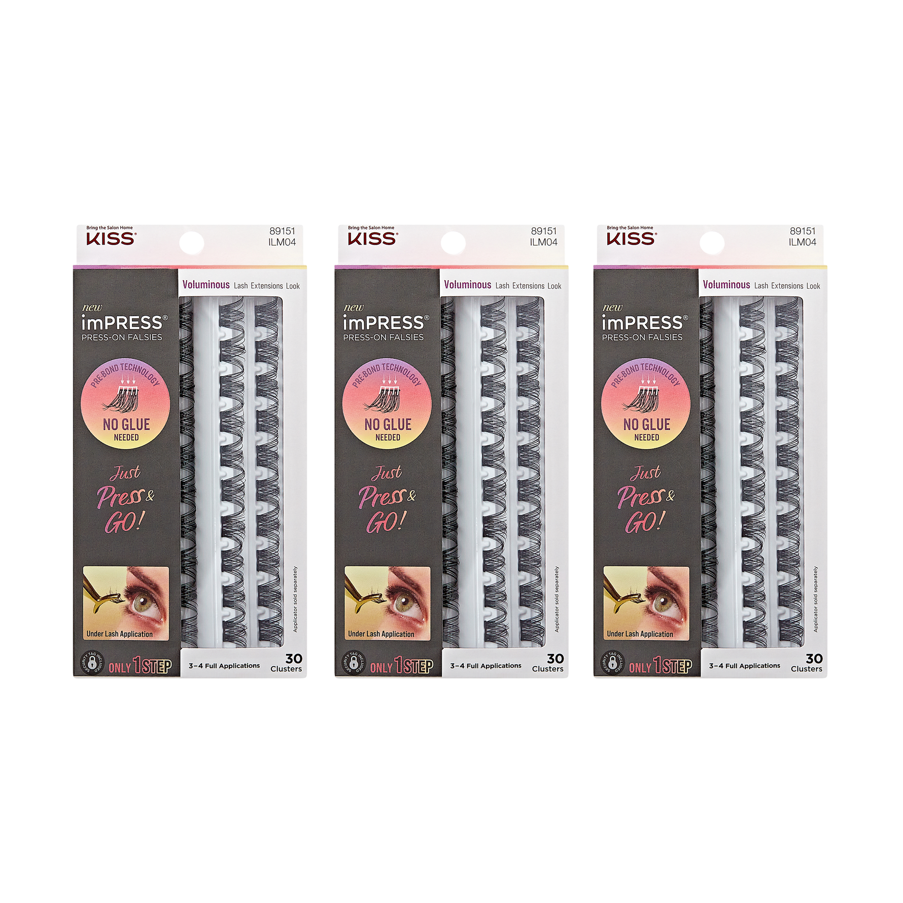 Impress Press-On Falsies 3-Pack Voluminous Clusters Bundle