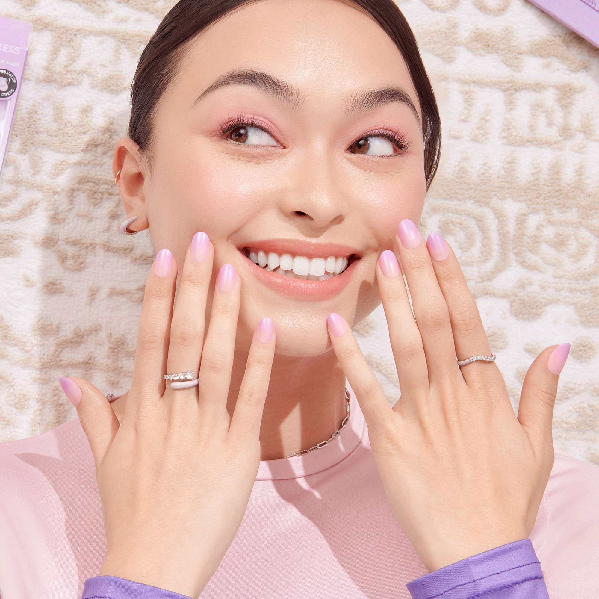 Impress Color No Glue Fake Press On Nails - Take A Chance | Design, Purple, Short, Oval, Manicure