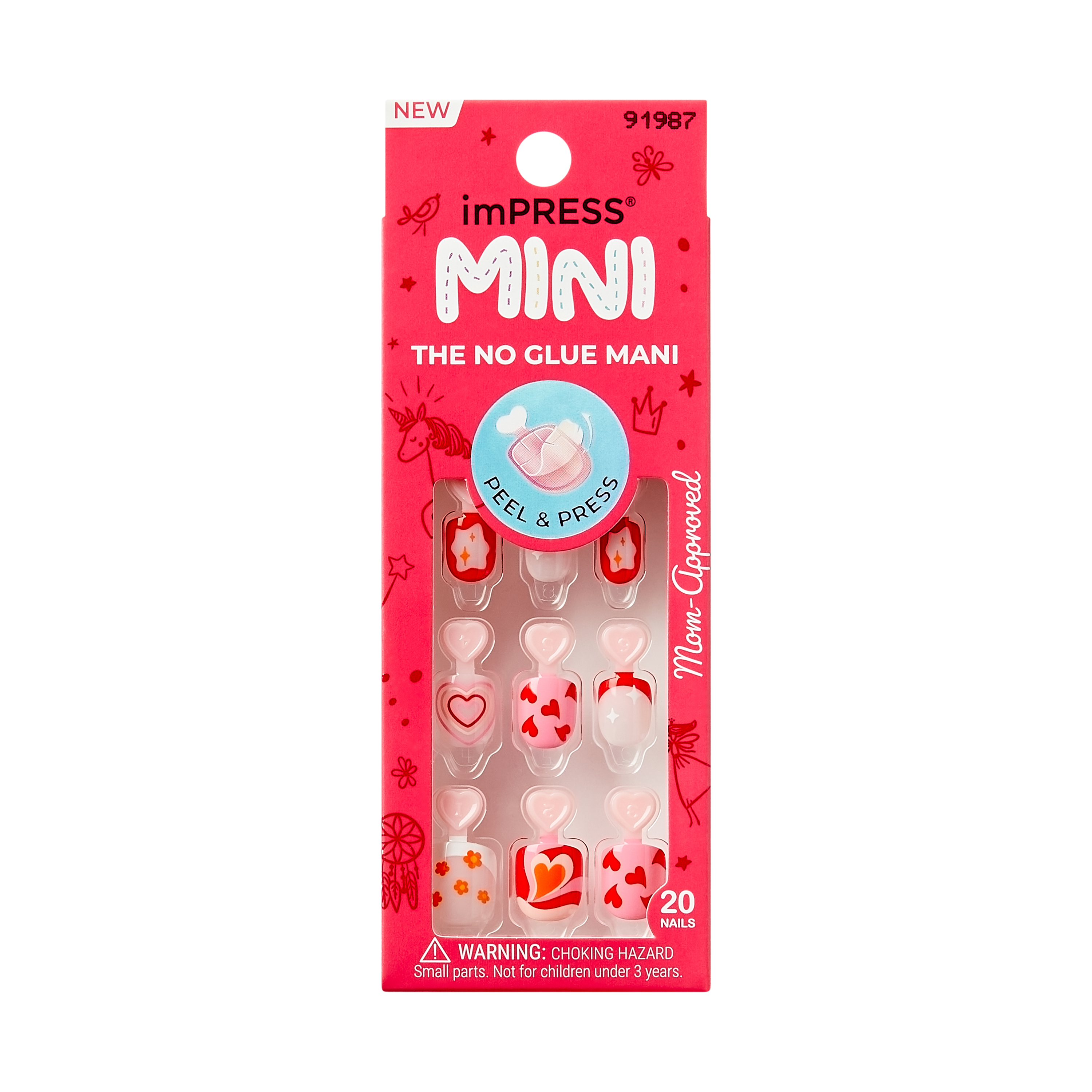 Impress Kids No Glue Fake Press On Nails - Playground | Design, Red, Kids, Squoval, Manicure