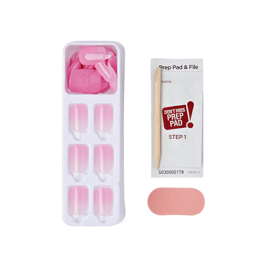 Impress Color No Glue Fake Press On Nails - Fairy Breath | Solid, Pink, Short, Squoval, Manicure