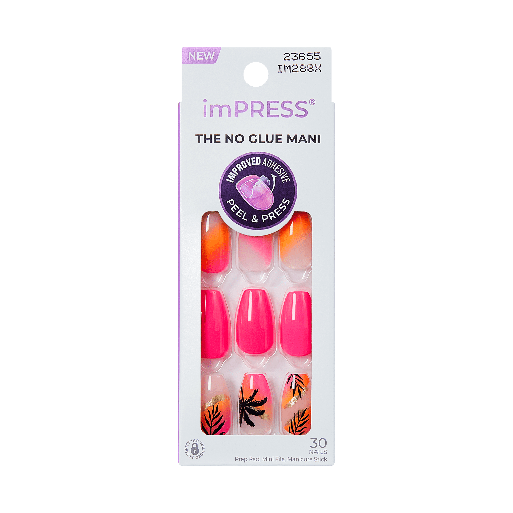 Impress Design No Glue Fake Press On Nails - Sol | Design, Multicolor, Medium, Coffin, Manicure