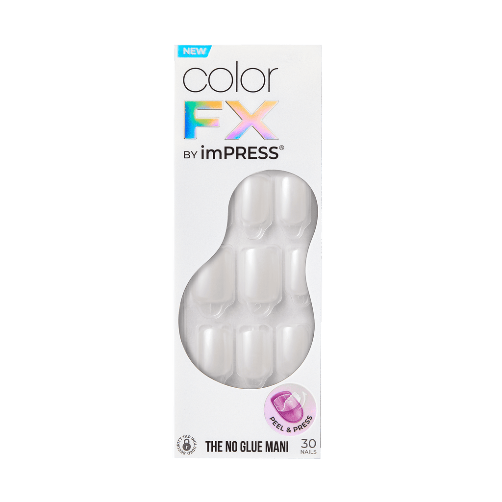 colorFX by Impress No Glue Fake Press On Nails - Universal | Solid, White, Short, Squoval, Manicure