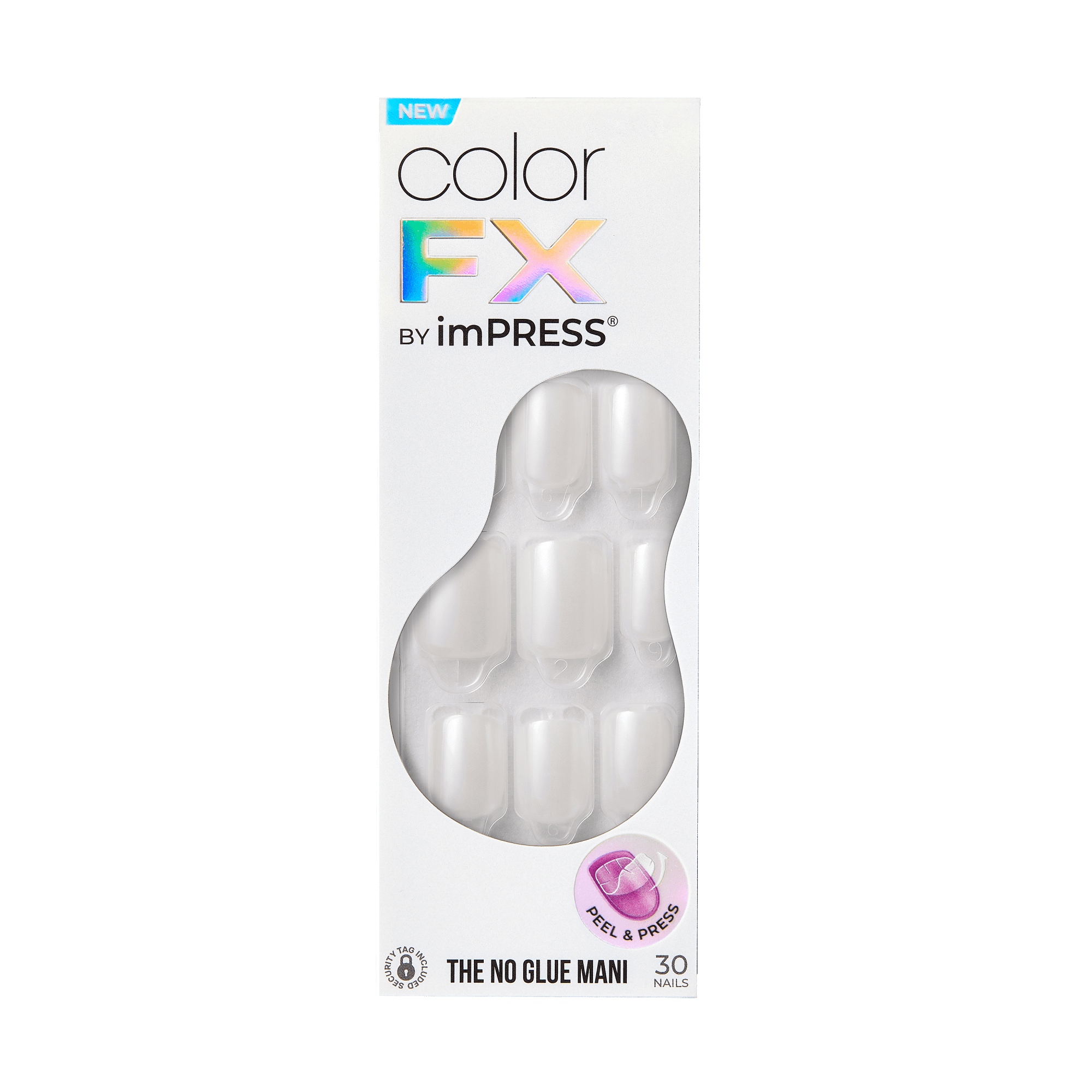 colorFX by Impress No Glue Fake Press On Nails - Universal | Solid, White, Short, Squoval, Manicure