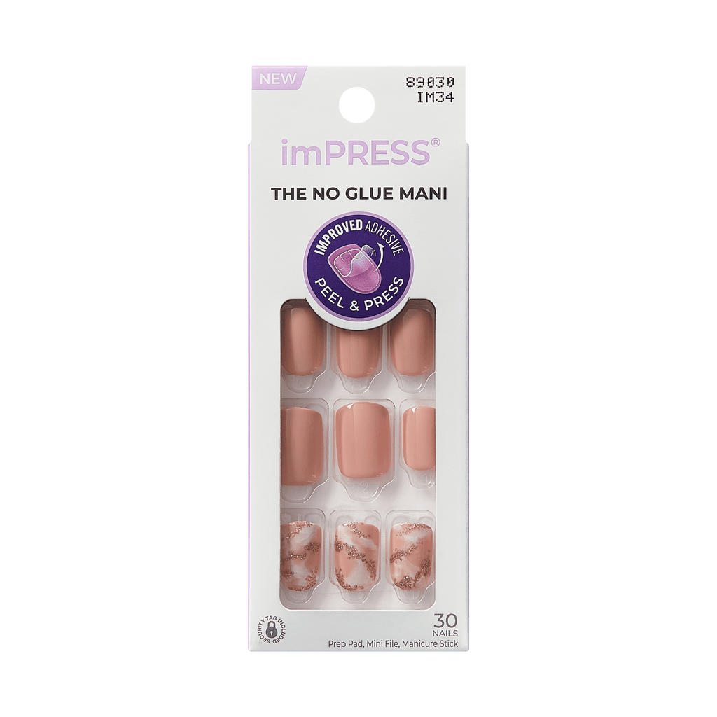 Impress Design No Glue Fake Press On Nails - Kingdom | Design, Pink, Short, Squoval, Manicure