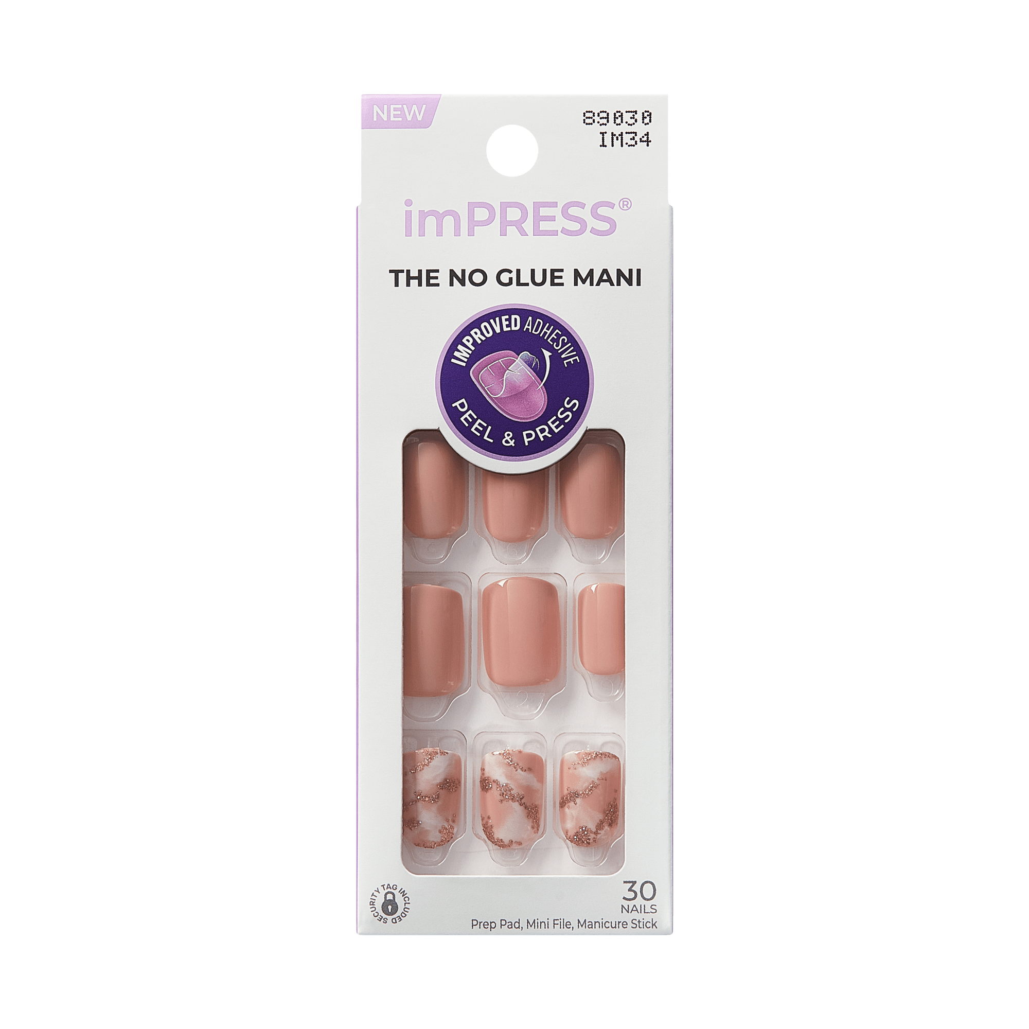 Impress Design No Glue Fake Press On Nails - Kingdom | Design, Pink, Short, Squoval, Manicure