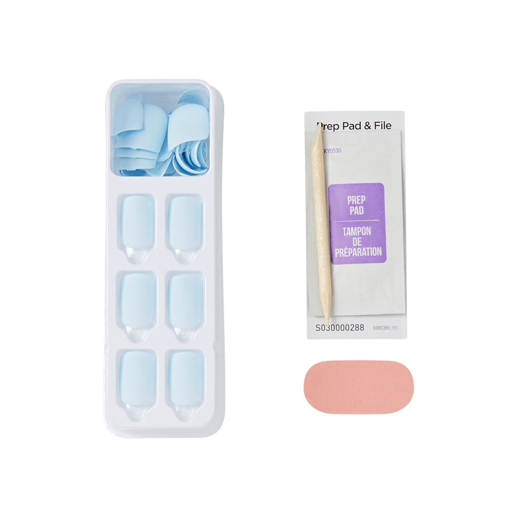 Impress Color No Glue Fake Press On Nails - Loom | Solid, Blue, Short, Squoval, Manicure