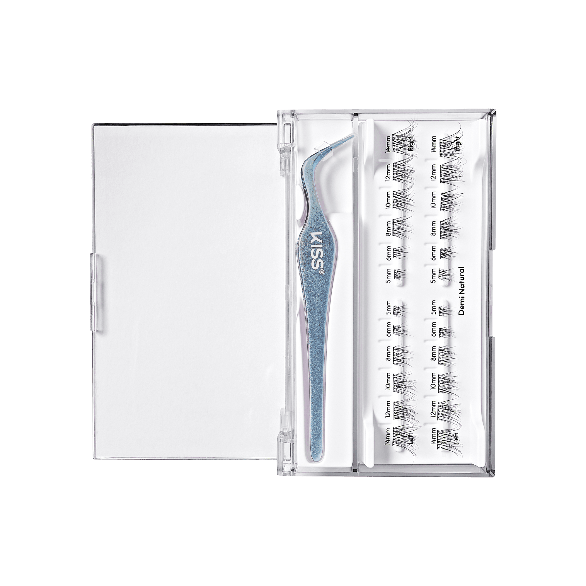 Impress Falsies Long Lasting Pre-Glued False Eyelashes Starter Kit - Demi Natural | 24 Lash Clusters, With Applicator, Up To 5 Day Wear, 5mm-14mm