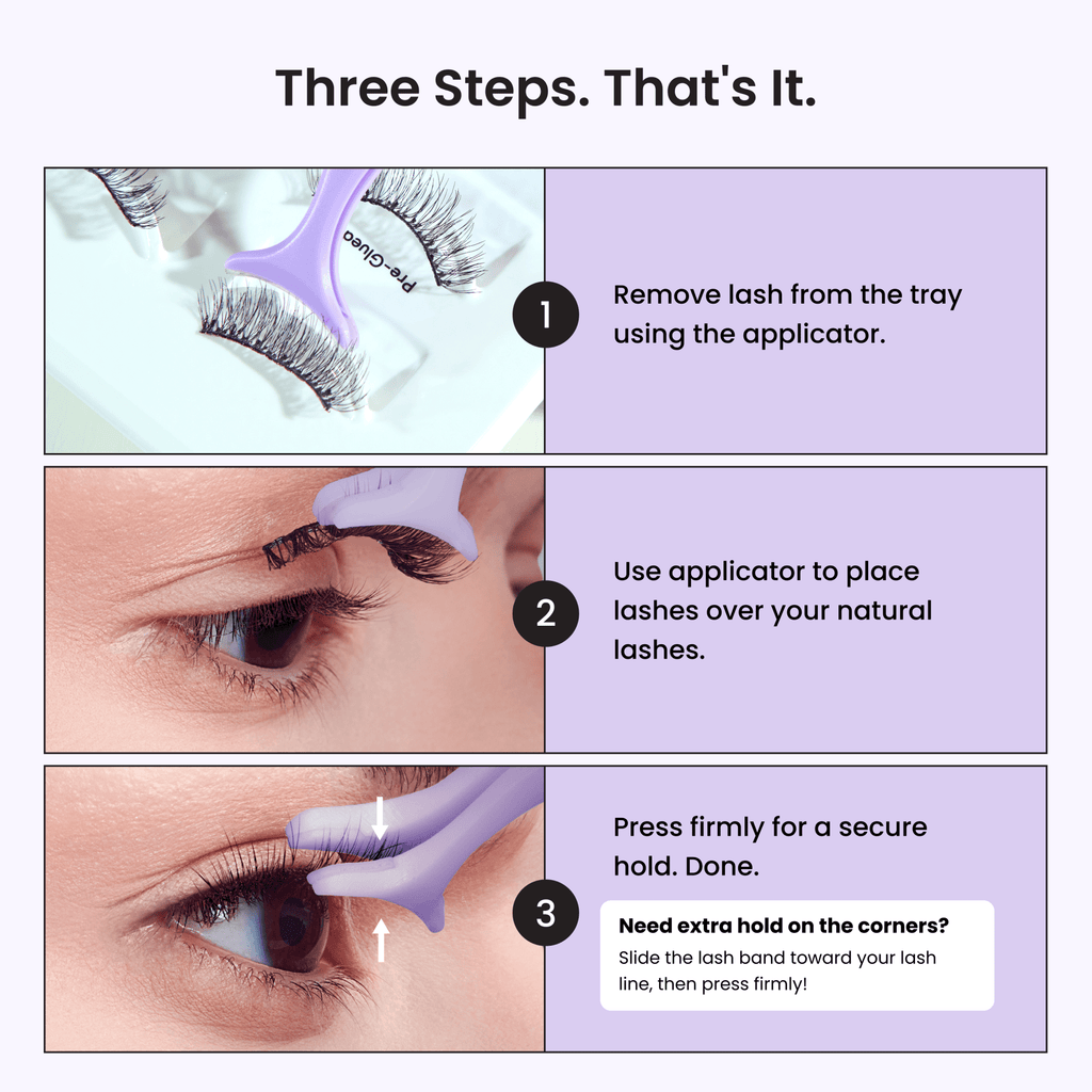 Impress Falsies Pre-Glued Strip False Eyelashes Starter Kit - Classic Natural | 2 Pairs, With Applicator, 12mm