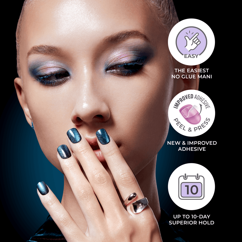 colorFX by Impress No Glue Fake Press On Nails - Late Night | Solid, Pink, Short, Squoval, Manicure