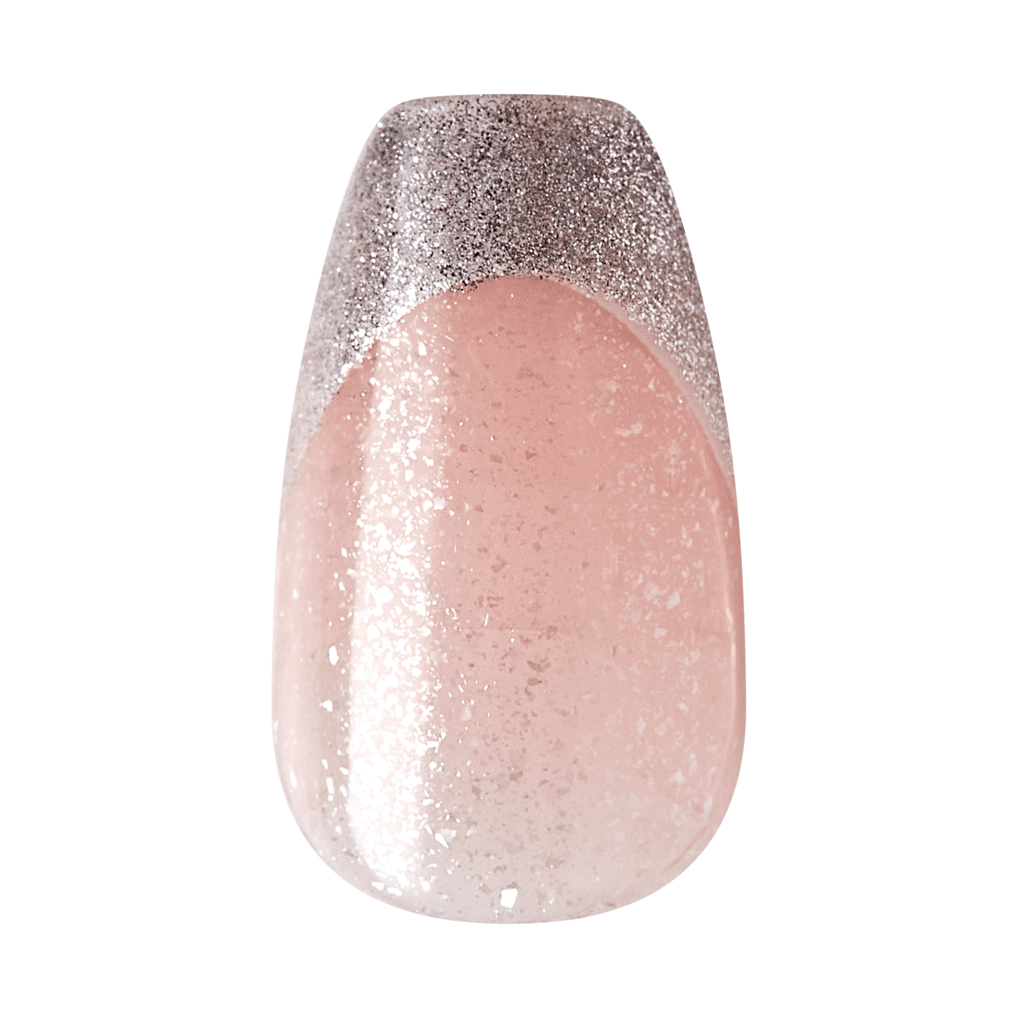 Impress Premium No Glue Fake Press On Nails - Memory Lane | French Design, Metallic Silver, Medium, Coffin, Manicure