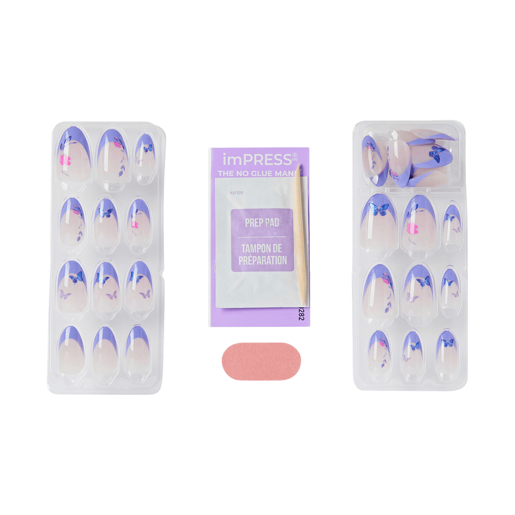 Impress X WICKED: FOR GOOD | Glinda Upland | French Design, Purple, Medium, Almond, Manicure