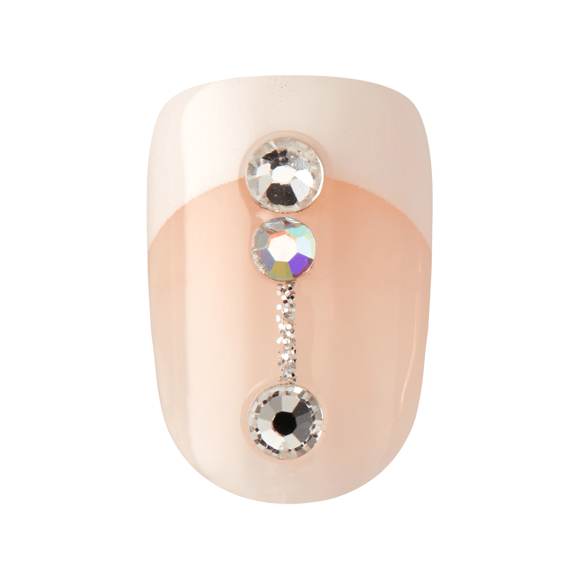 Impress Design No Glue Fake Press On Nails - Falling | 3D & Jewel French, White, Short, Squoval, Manicure
