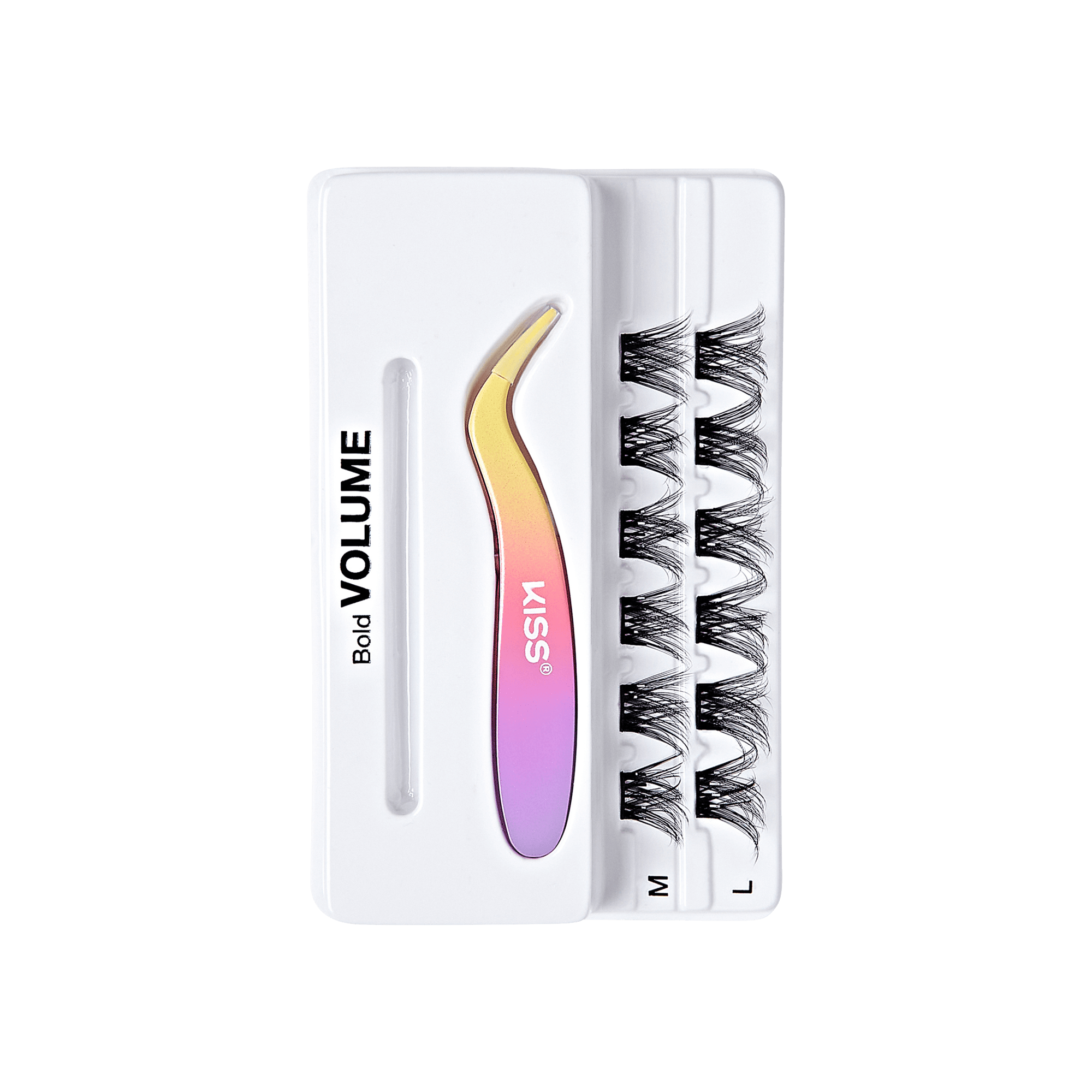 Impress Falsies Pre-Glued False Eyelashes Minipack - Bold | 12 Lash Clusters, With Mini Applicator, 12mm-14mm