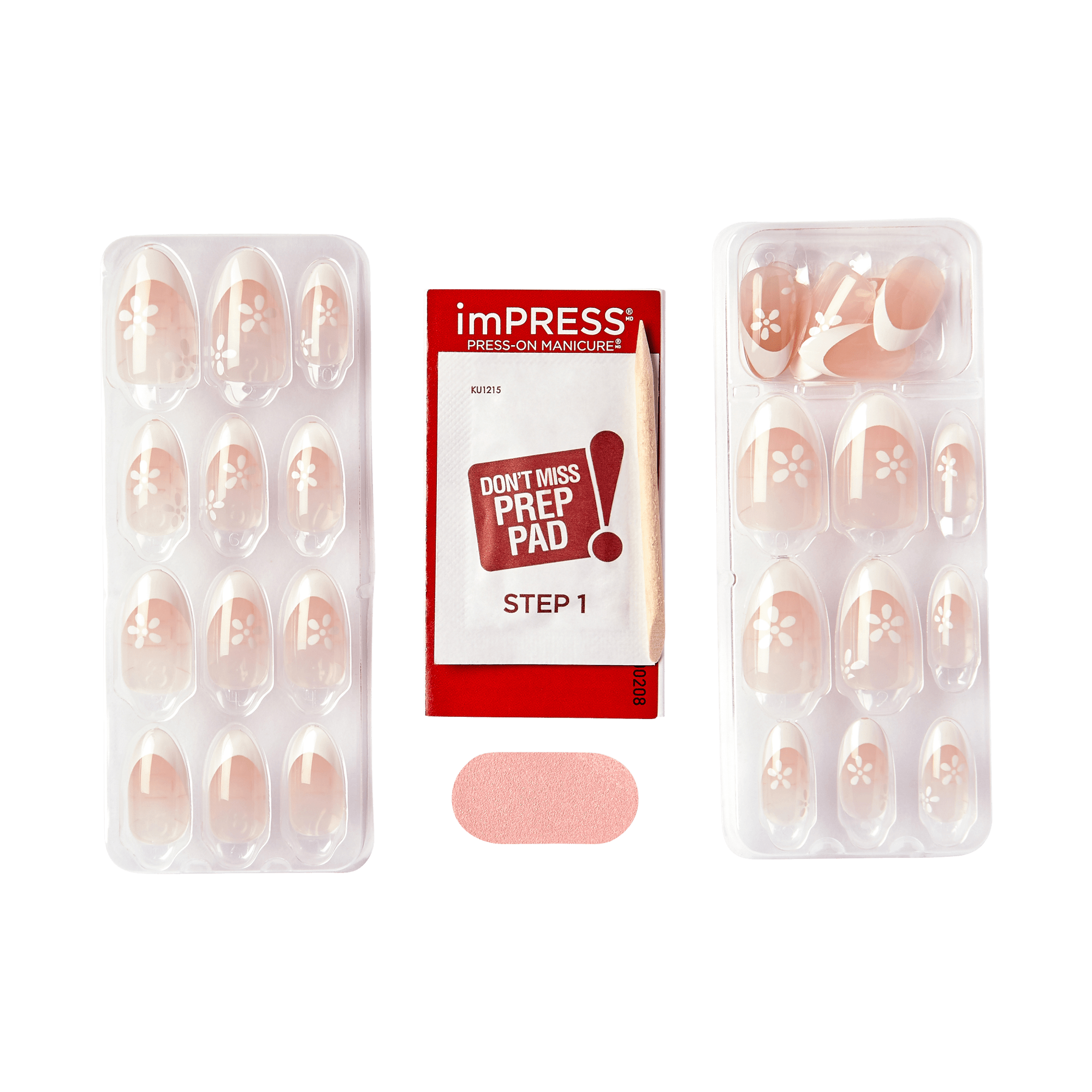 Impress French No Glue Fake Press On Nails - Fearless | French Tips, White & Neutral, Medium, Almond, Manicure