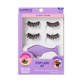 Impress Falsies Pre-Glued Strip False Eyelashes Starter Kit - Classic Volume | 2 Pairs, With Applicator, 10mm