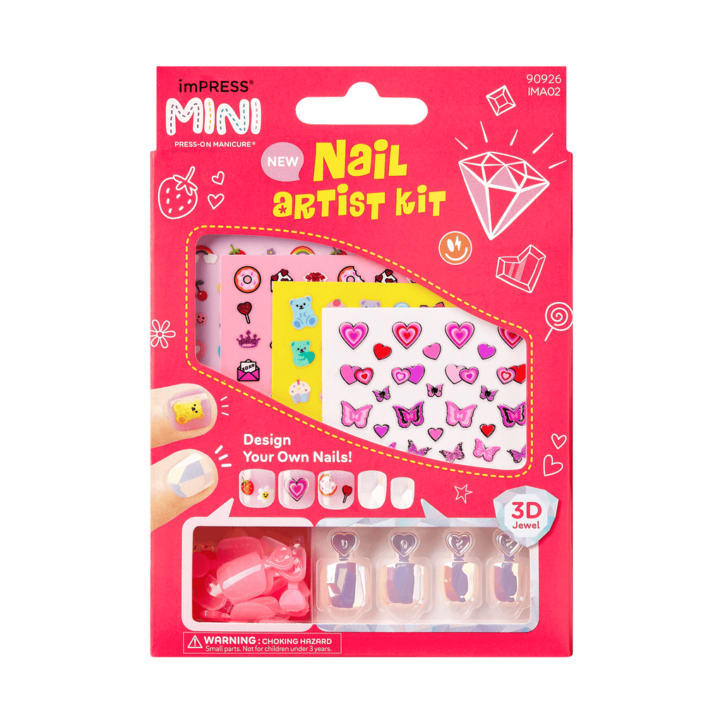 Impress Mini Nail Artist Kit No Glue Fake Press On Nails - Wannabe U | Design, Pink, Kids, Squoval, Manicure