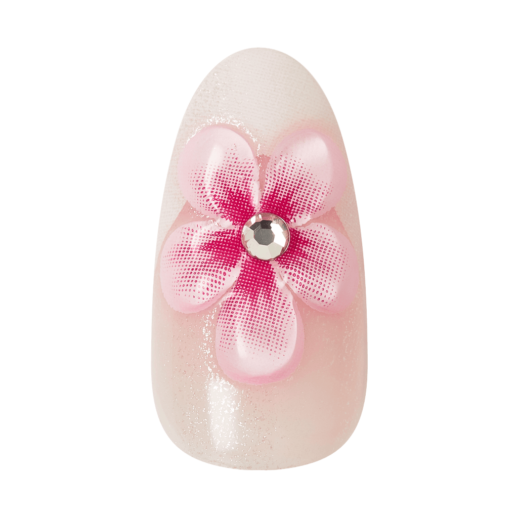 Impress Premium No Glue Fake Press On Nails - Couture-geous | 3D & Jewel French, Pink, Medium, Almond, Manicure