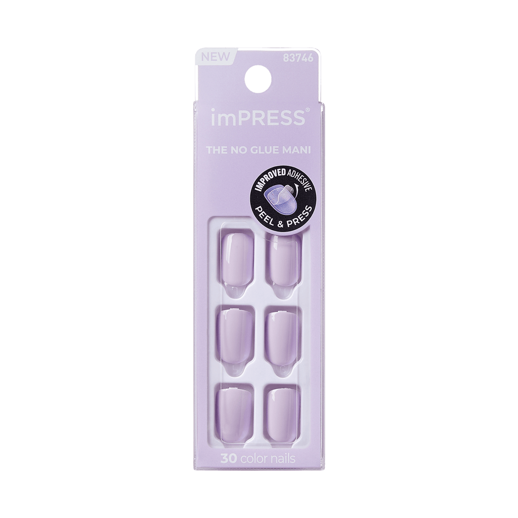 Impress Color No Glue Fake Press On Nails - Picture Purplect | Solid, Purple, Short, Squoval, Manicure