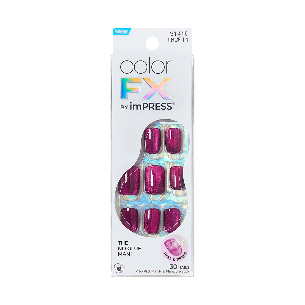 colorFX by Impress No Glue Fake Press On Nails - Levels | Solid, Pink, Short, Squoval, Manicure