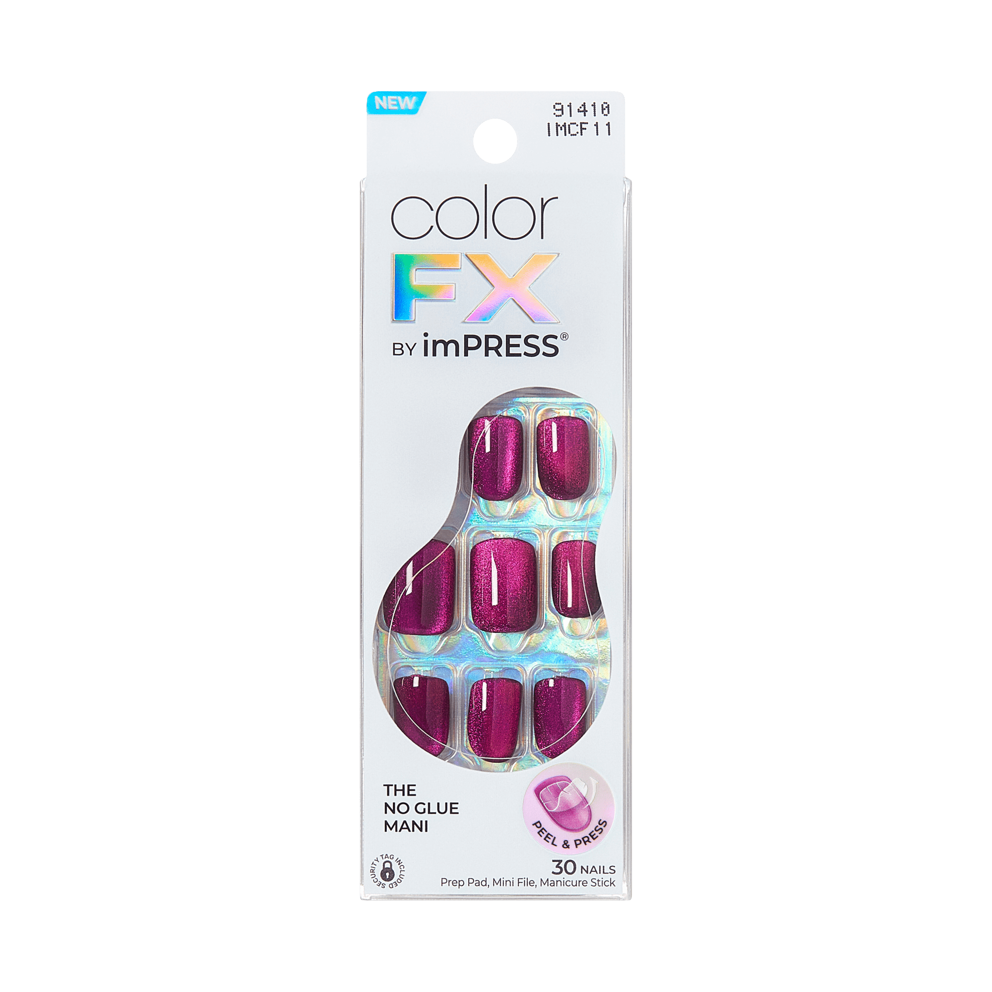 colorFX by Impress No Glue Fake Press On Nails - Levels | Solid, Pink, Short, Squoval, Manicure