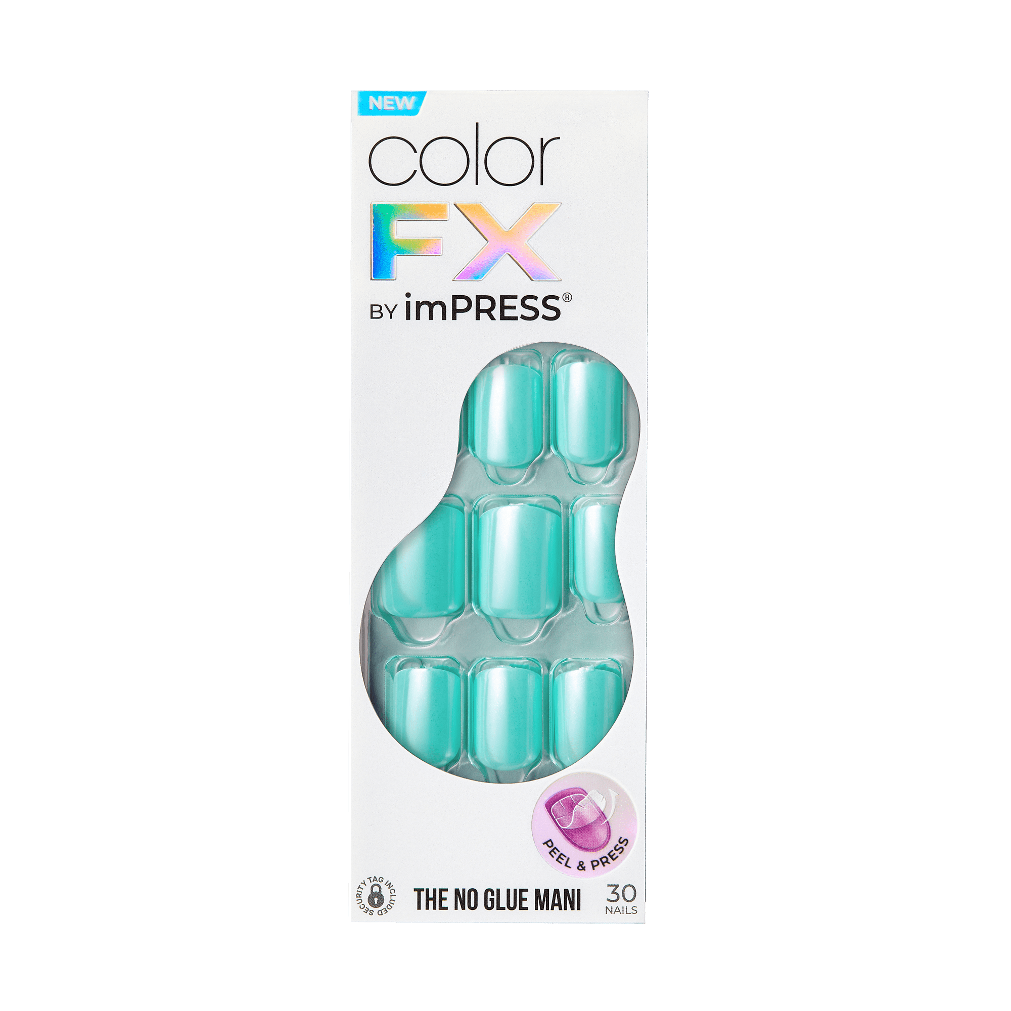 Impress Color FX No Glue Fake Press On Nails - Upgrade | Solid, Blue, Short, Squoval, Manicure