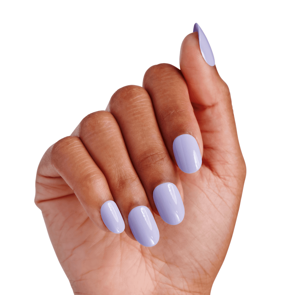 Impress Color No Glue Fake Press On Nails - The Answer | Solid, Purple, Short, Oval, Manicure