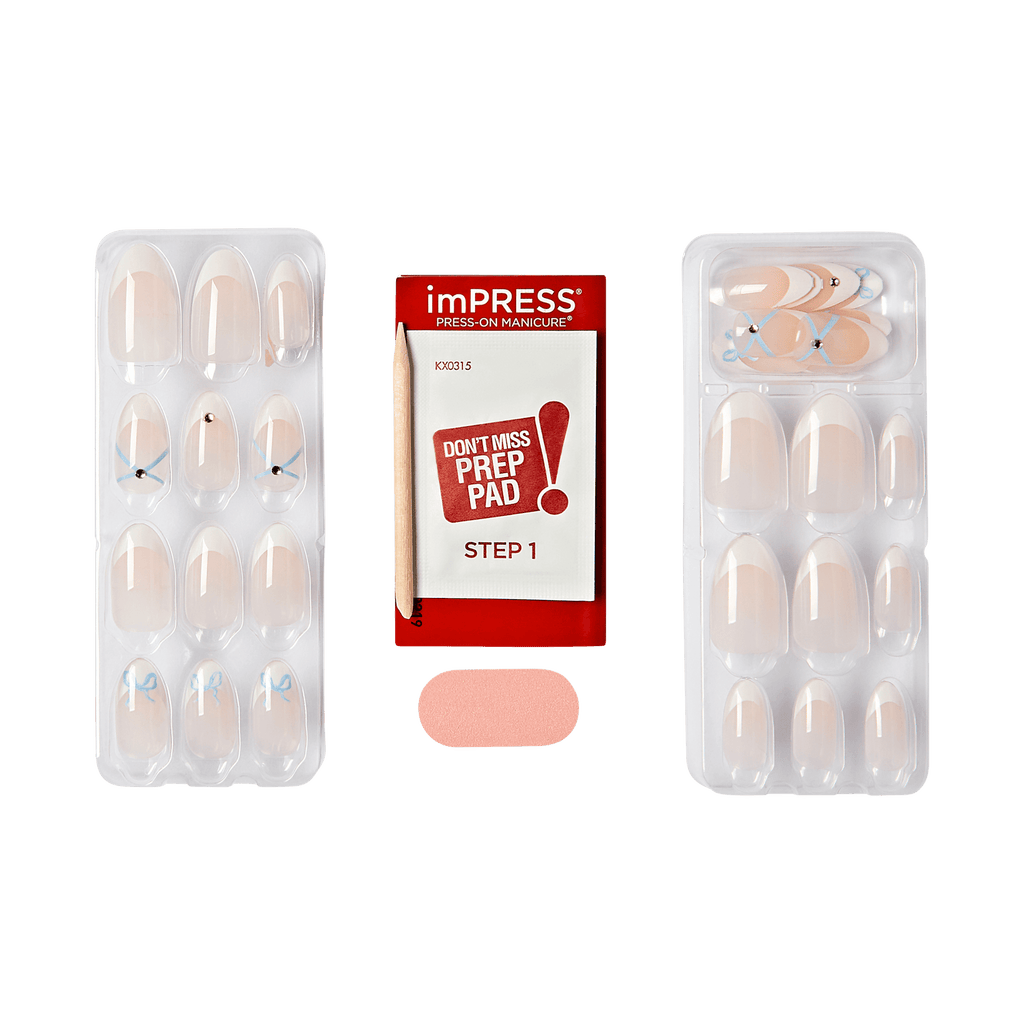 Impress Design No Glue Fake Press On Nails - Hearty | Design, White, Medium, Almond, Manicure