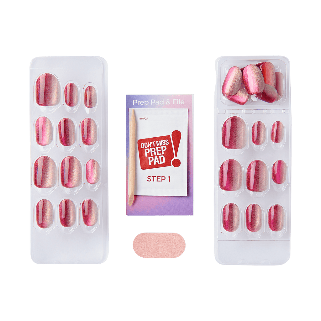 colorFX by Impress No Glue Fake Press On Nails - Walk Out | Solid, Pink, Short, Oval, Manicure