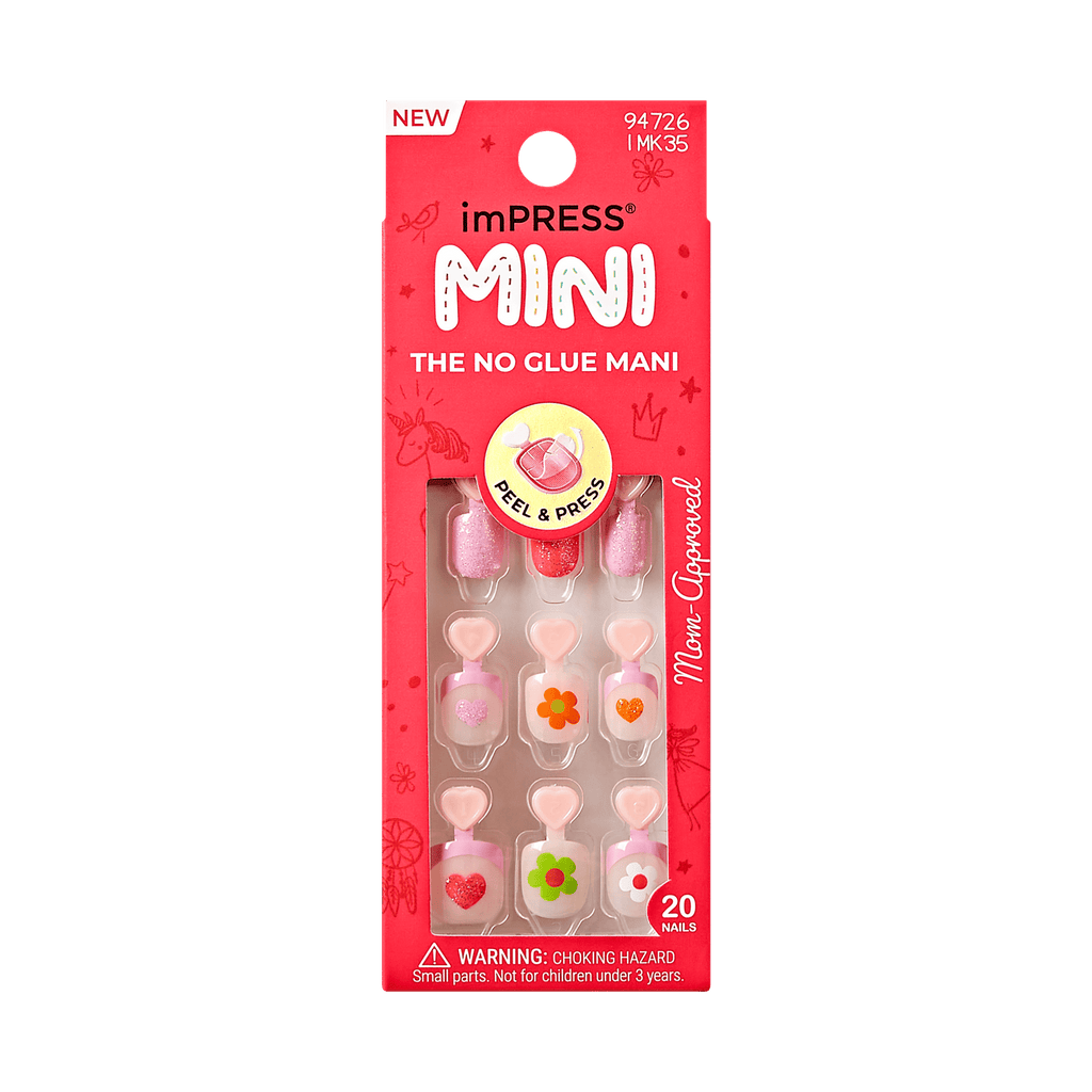Impress Kids No Glue Fake Press On Nails - Fairy Song | Design, Pink, Kids, Squoval, Manicure
