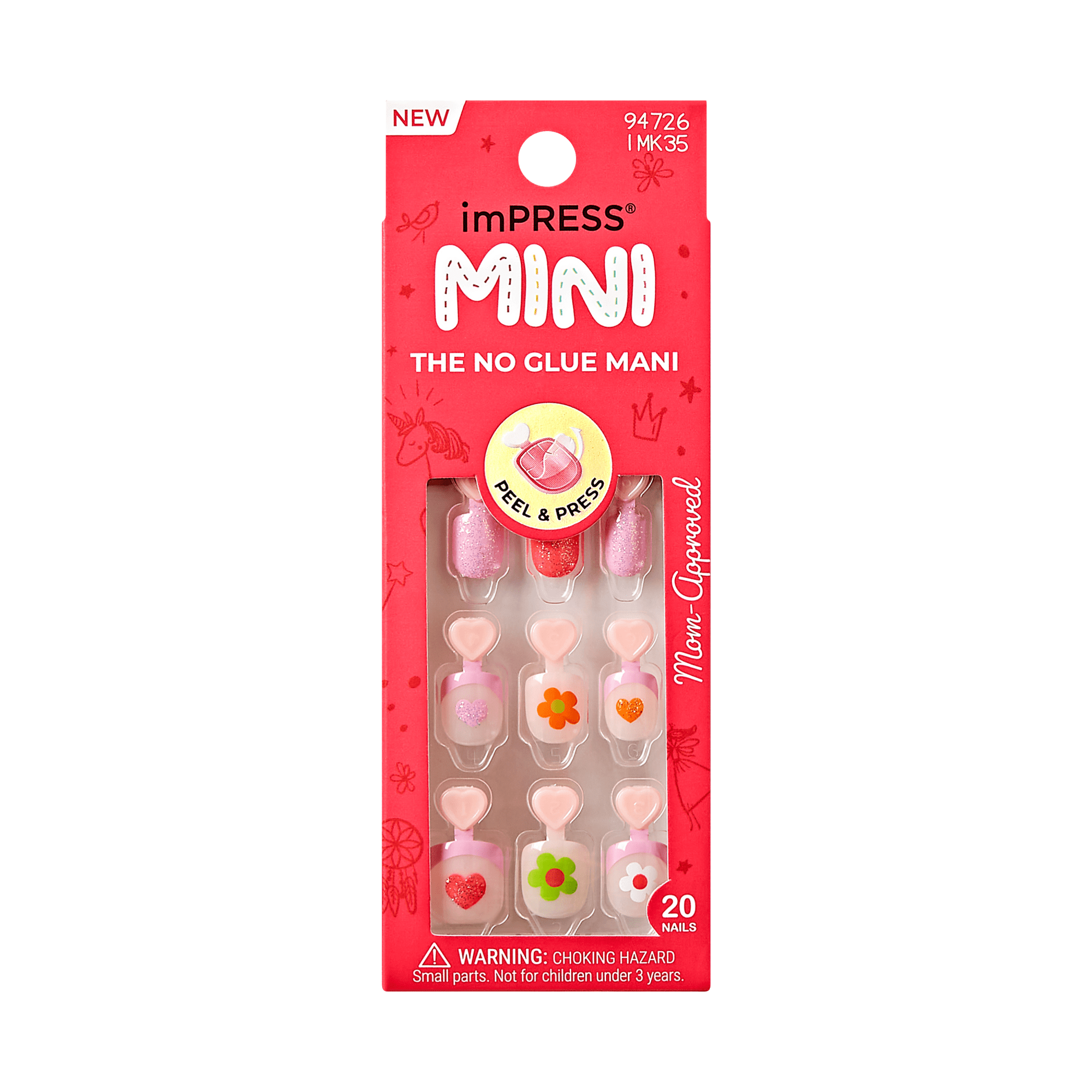 Impress Kids No Glue Fake Press On Nails - Fairy Song | Design, Pink, Kids, Squoval, Manicure