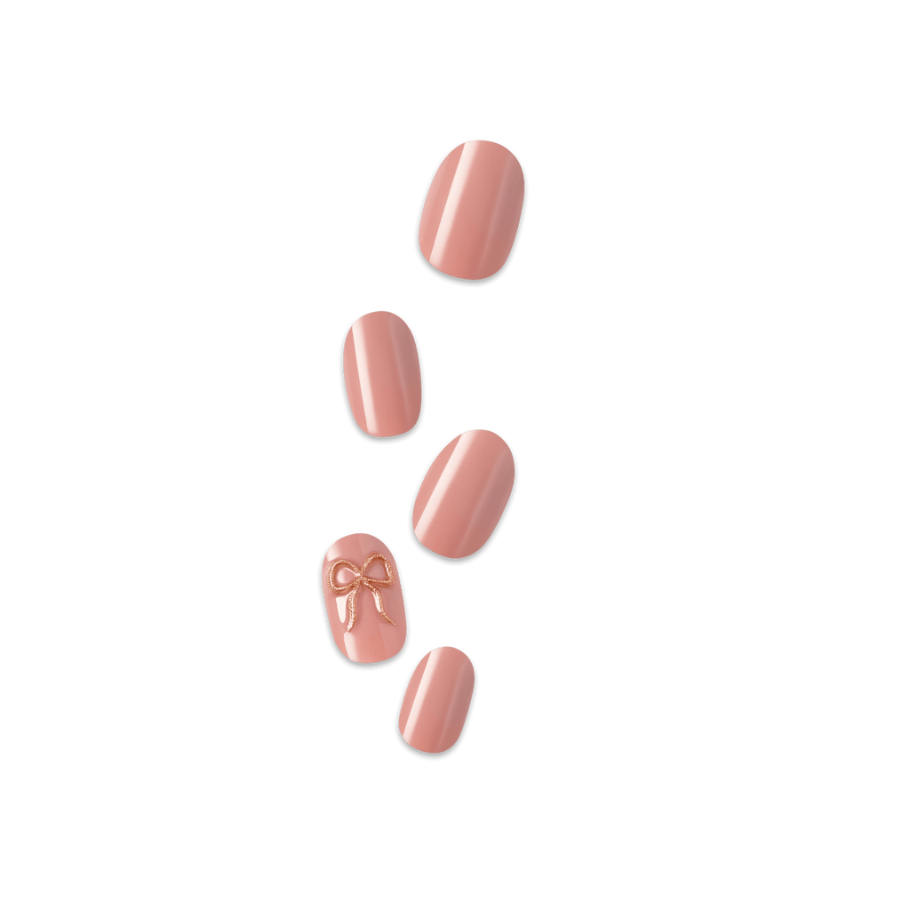 Impress Design No Glue Fake Press On Nails - Close To You | 3D Solid, Pink, Short, Oval, Manicure