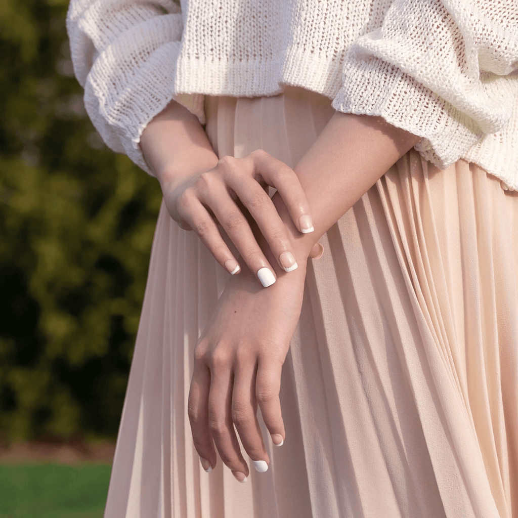 Impress Design No Glue Fake Press On Nails - My Mani | French Tips, White & Neutral, Petite, Squoval, Manicure