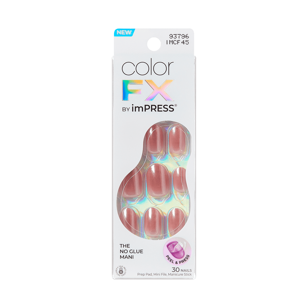 colorFX by Impress No Glue Fake Press On Nails - Boundless | Design, Pink, Short, Oval, Manicure