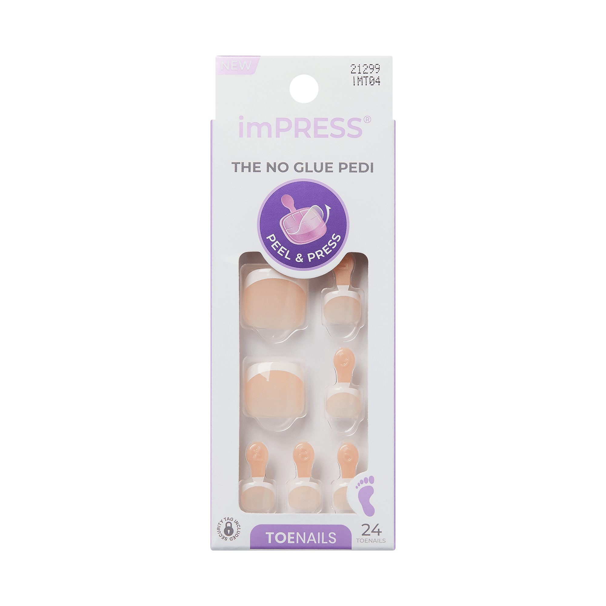 Impress Design No Glue Fake Press On Toenails - Blanc Chic | French Tips, Beige, Short, Squoval, Pedicure