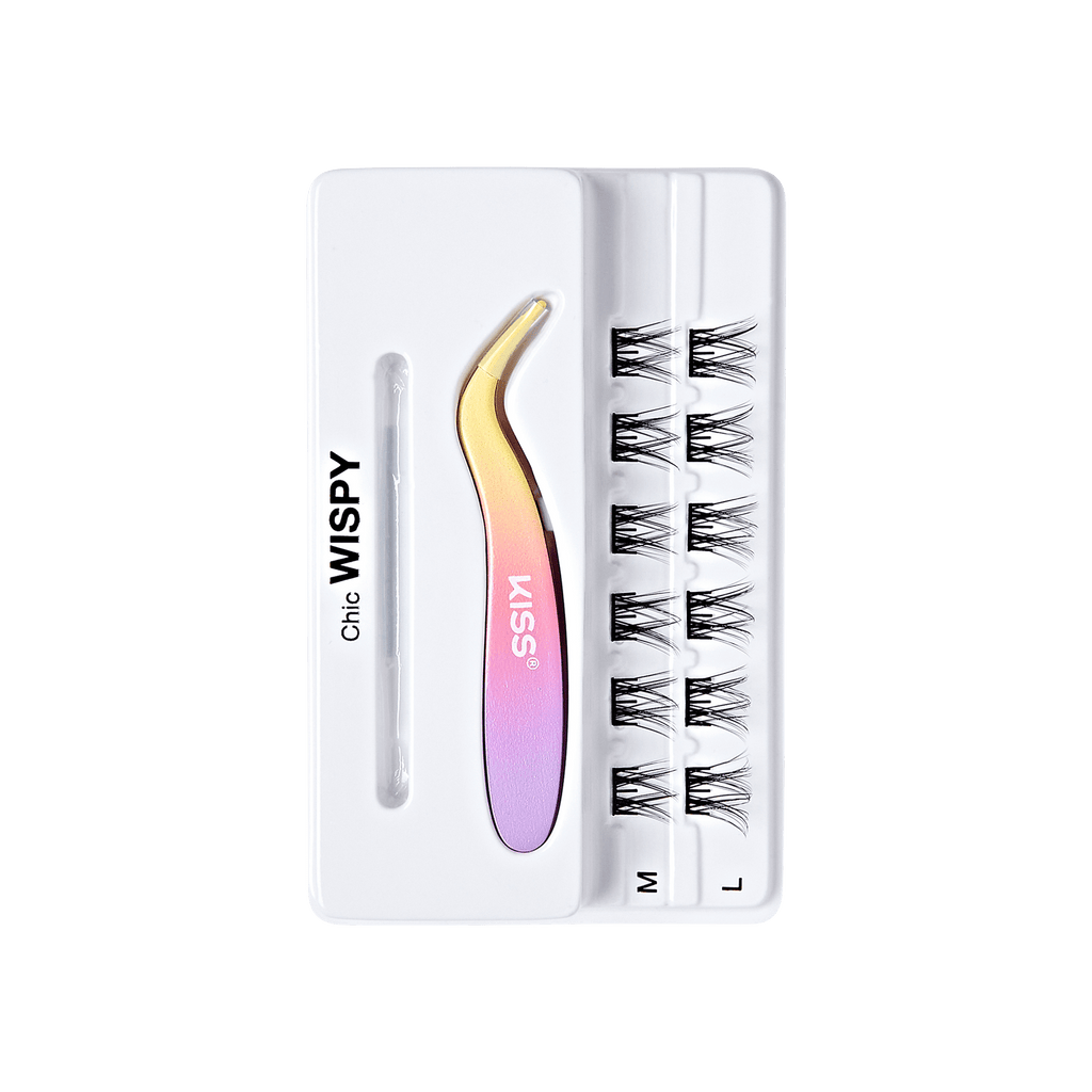 Impress Falsies Pre-Glued False Eyelashes Minipack - Chic | 12 Lash Clusters, With Mini Applicator, 12mm-14mm