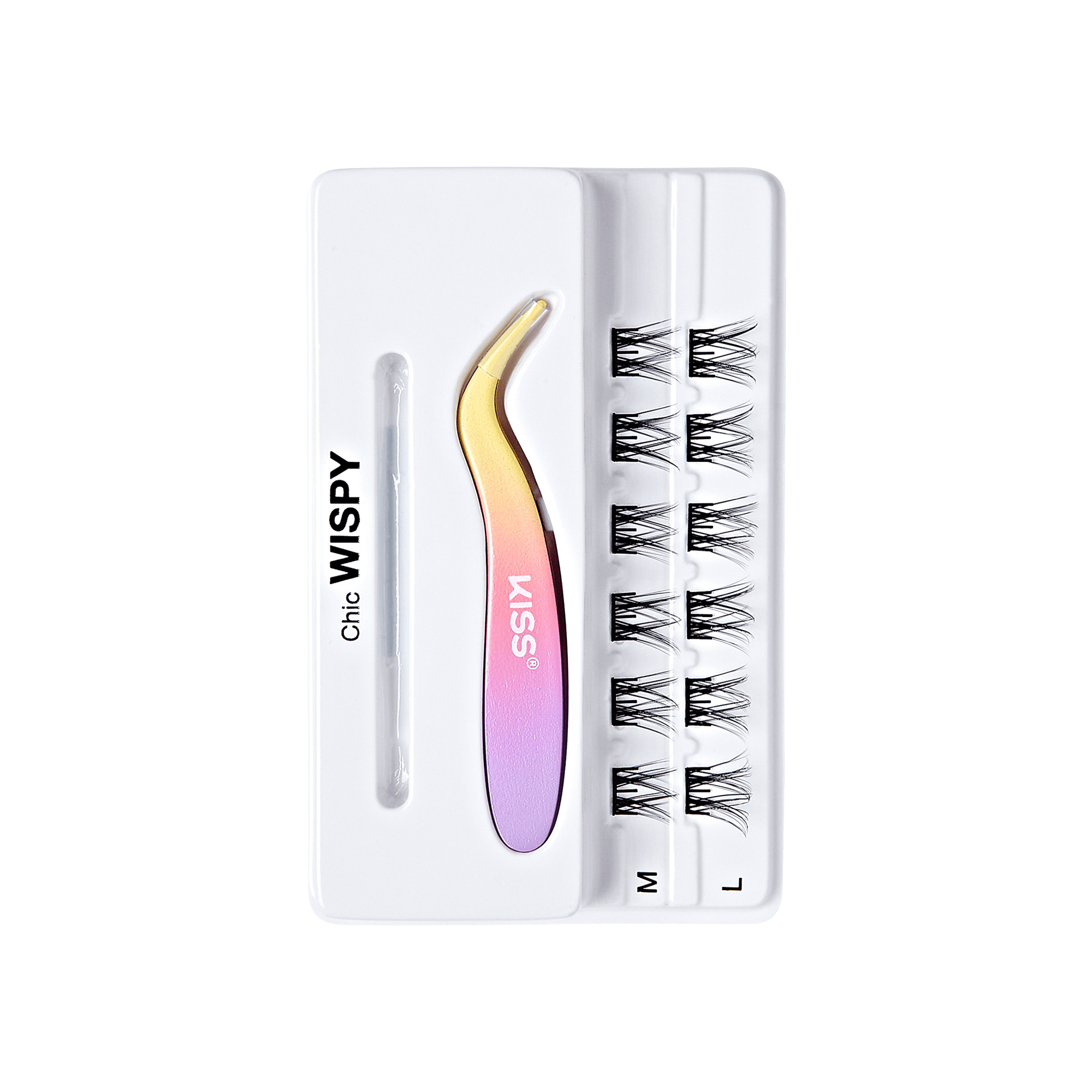 Impress Falsies Pre-Glued False Eyelashes Minipack - Chic | 12 Lash Clusters, With Mini Applicator, 12mm-14mm