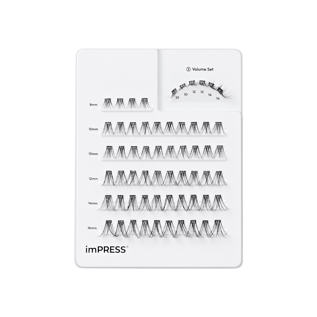 Impress Falsies Pre-Glued Individual False Eyelashes Multipack- Classic Volume | 60 Lash Clusters, 8mm–16mm