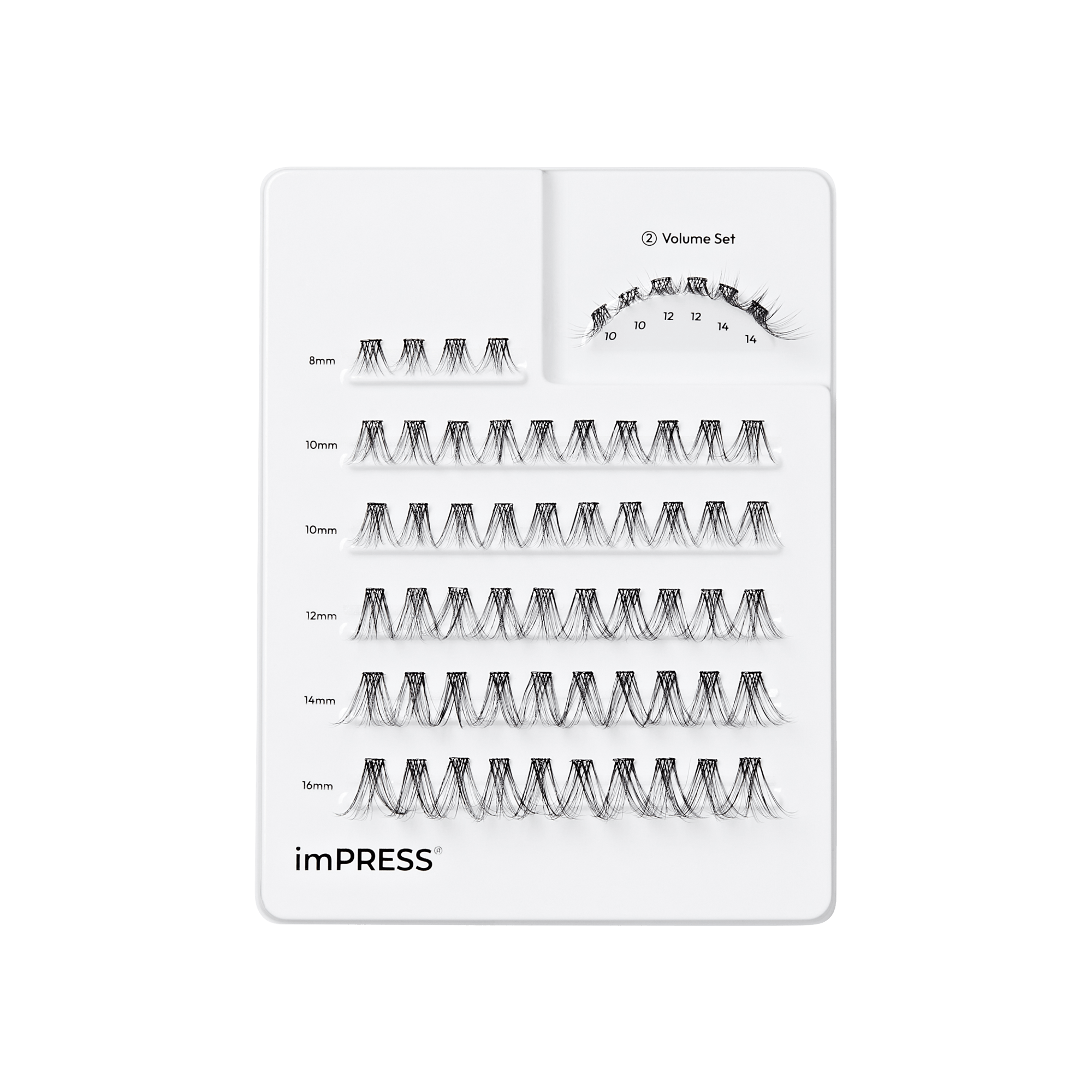 Impress Falsies Pre-Glued Individual False Eyelashes Multipack- Classic Volume | 60 Lash Clusters, 8mm–16mm