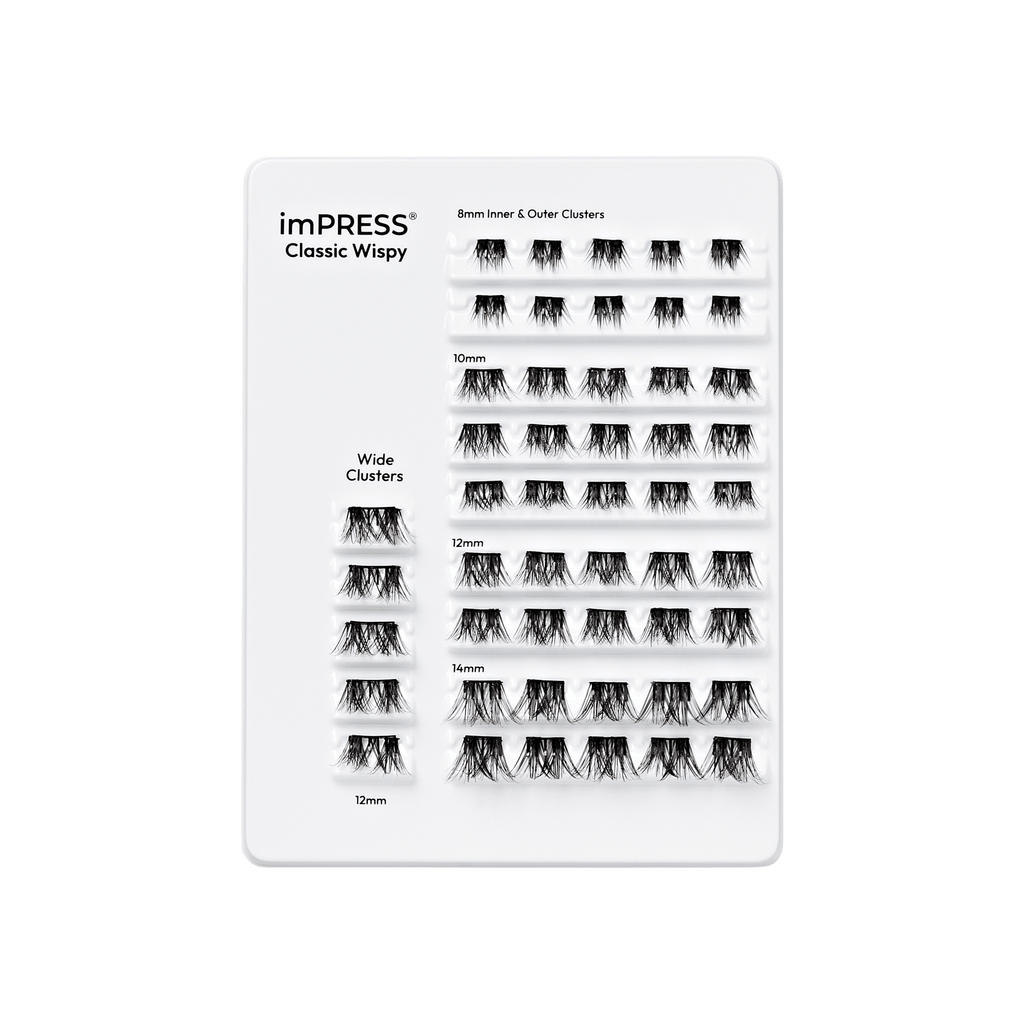 Impress Falsies Pre-Glued False Eyelashes Multipack - Classic Wispy | 50 Lash Clusters, 8mm-14mm