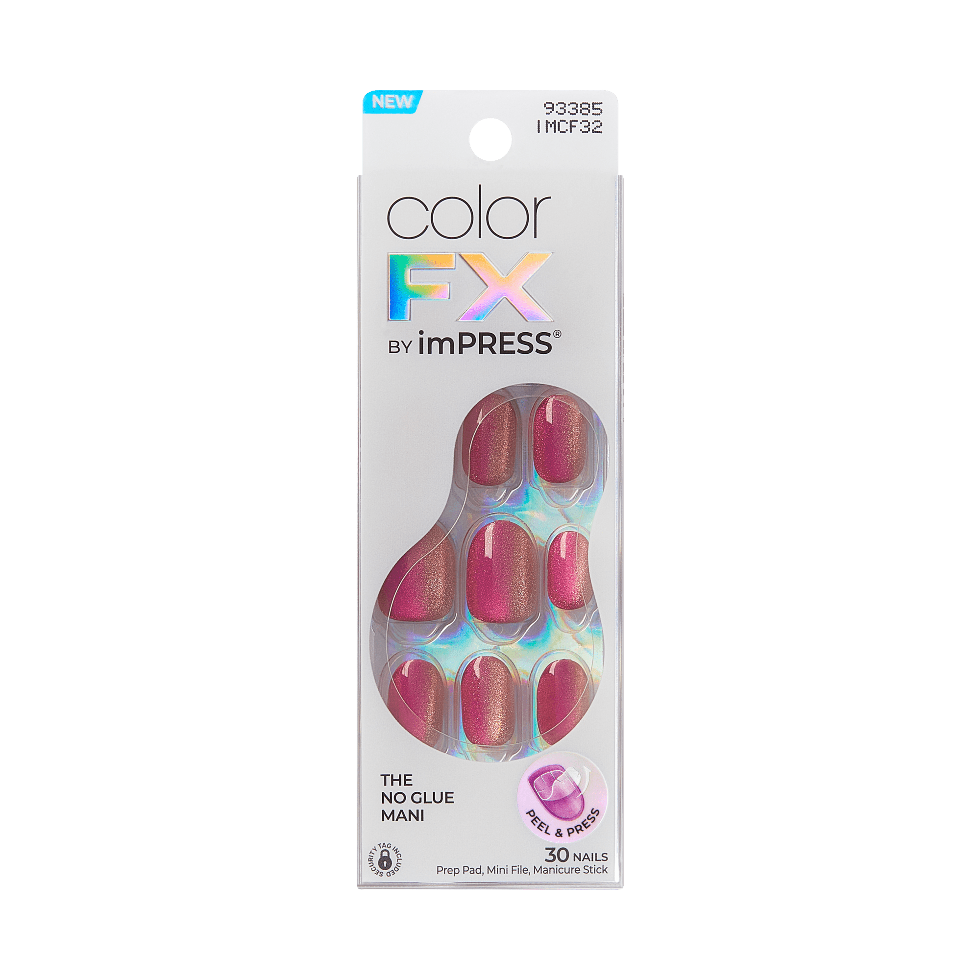 colorFX by Impress No Glue Fake Press On Nails - Walk Out | Solid, Pink, Short, Oval, Manicure