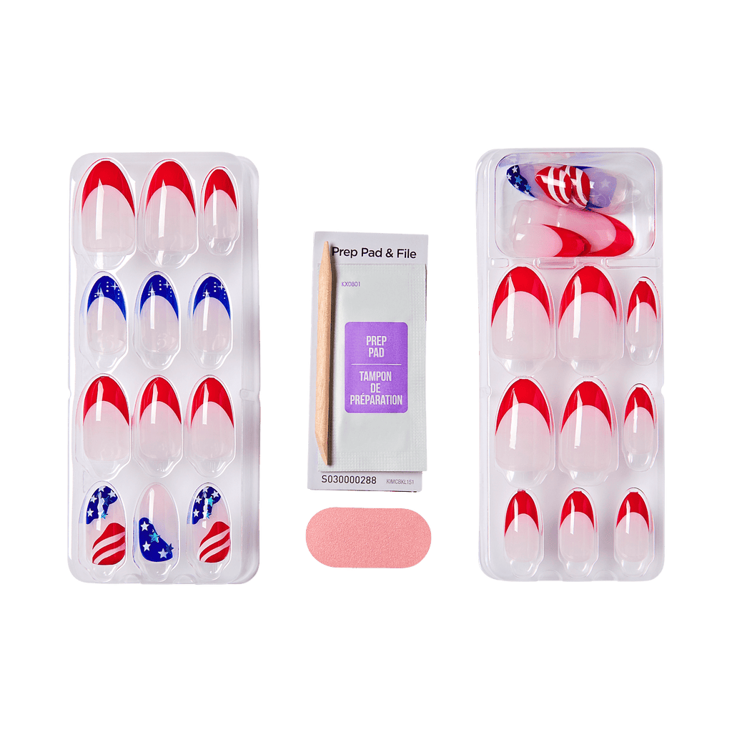 Impress Design No Glue Fake Press On Nails - Forever Fling | French Design, Multicolor, Medium, Almond, Manicure