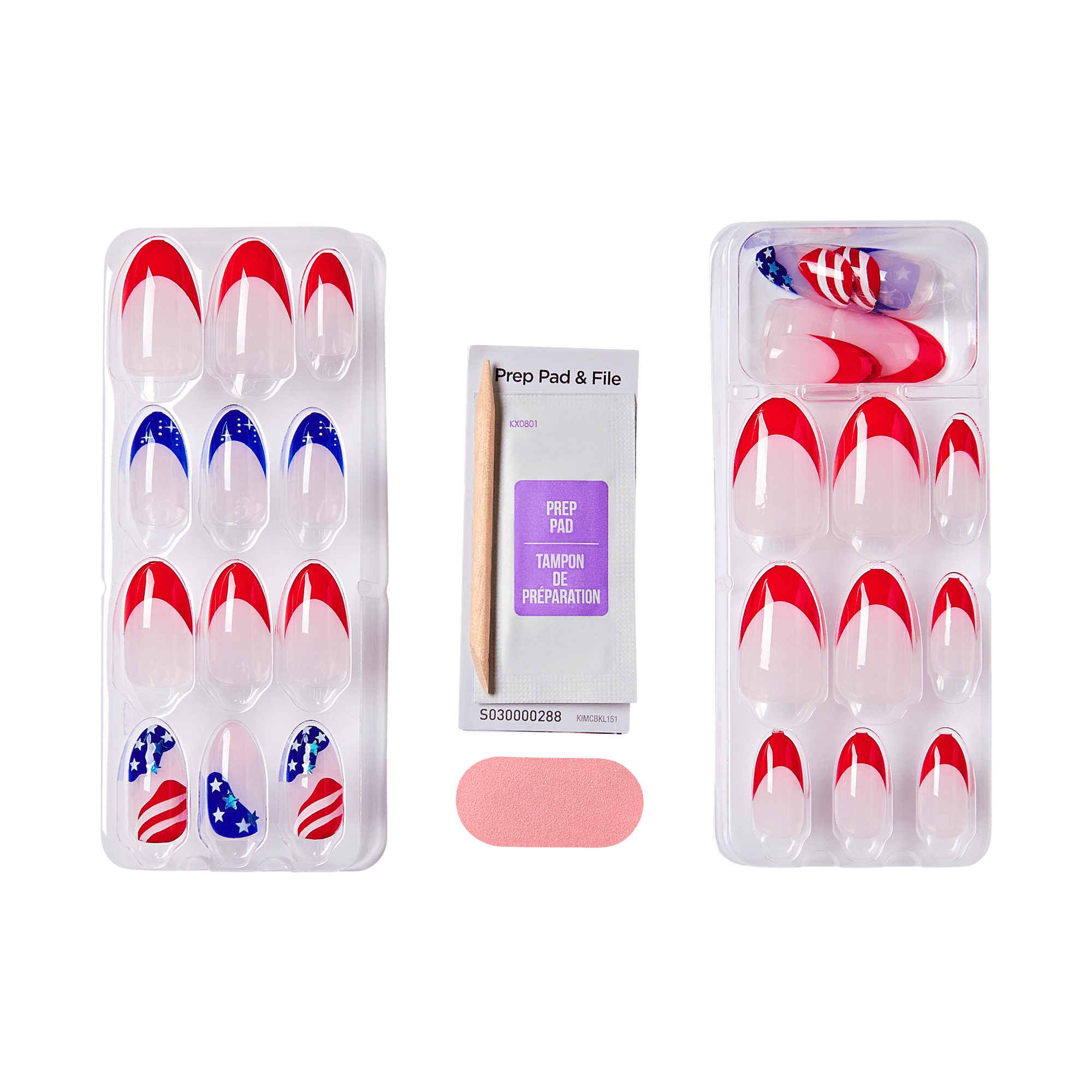 Impress Design No Glue Fake Press On Nails - Forever Fling | French Design, Multicolor, Medium, Almond, Manicure
